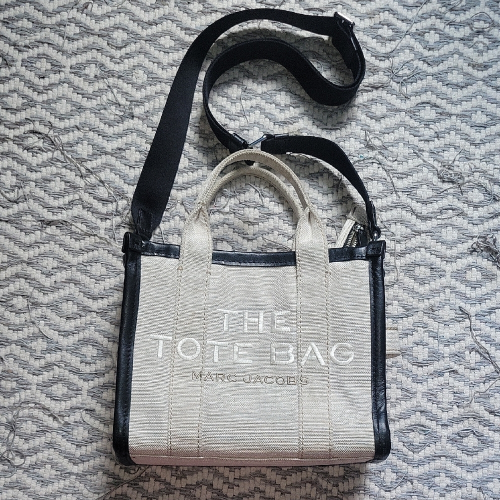 Marc Jacobs Black and Cream Structured Tote Bag